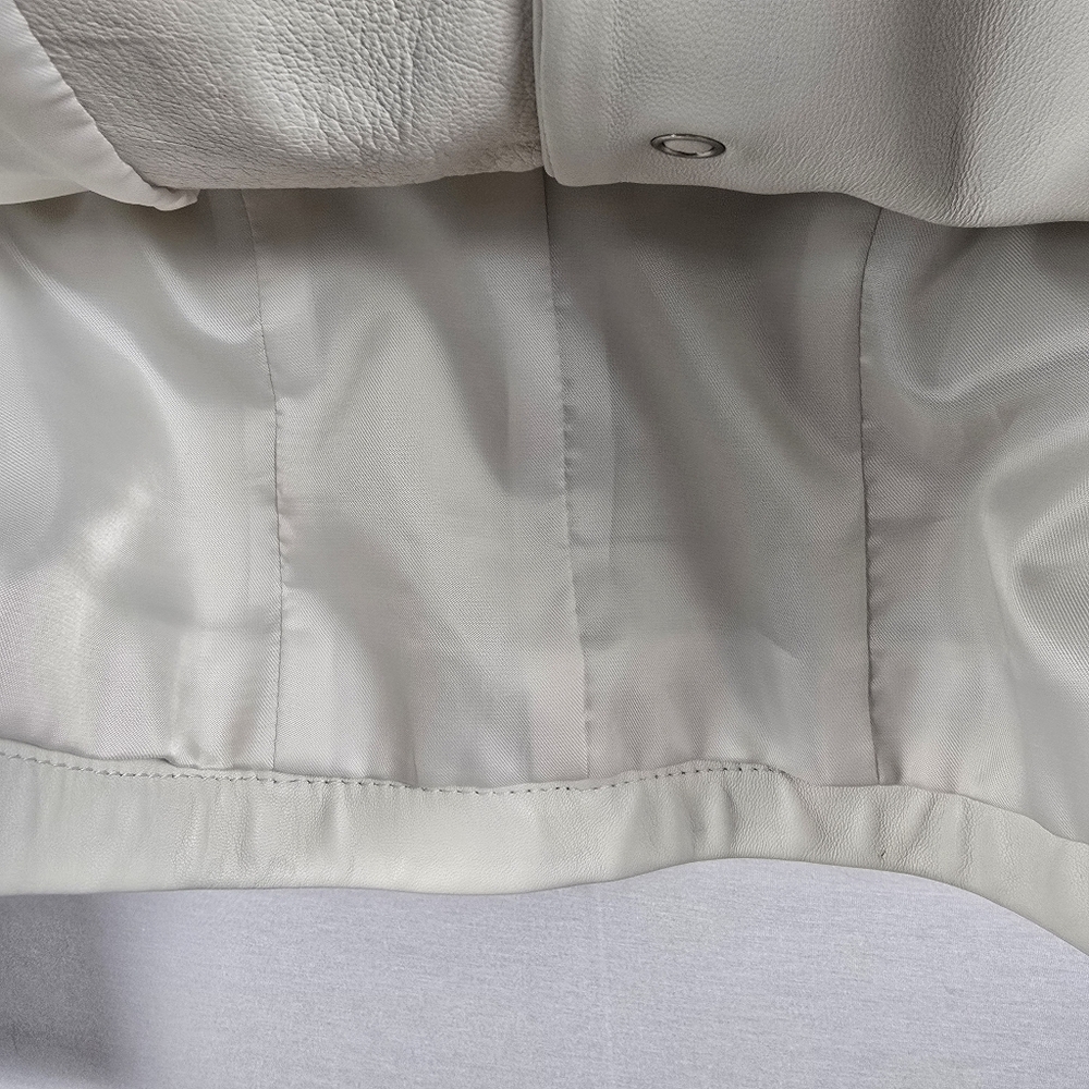 Talbots Ivory Leather Snap Front Jacket Size 4 - Picture 4 of 14